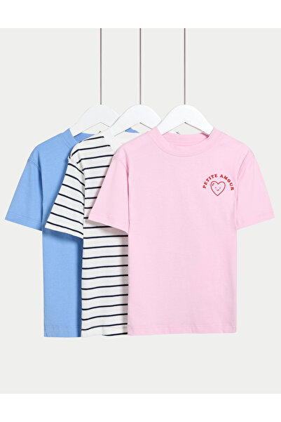 Marks & Spencer 3'lü Pamuklu Baskılı T-shirt (2-8 Yaş)