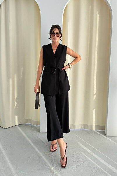 Seda Yalçın Atelier Black Side Zipper Palazzo Pants