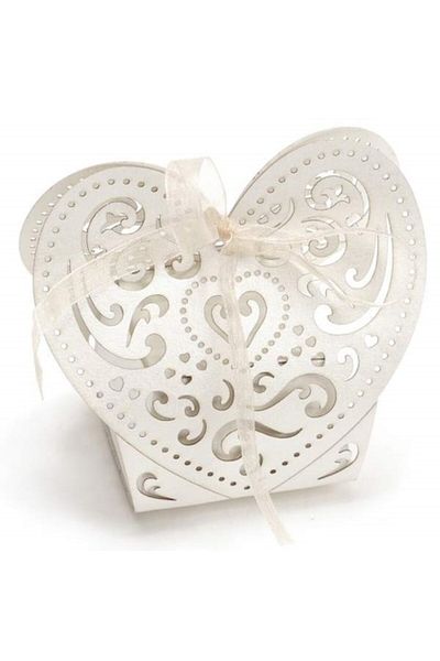 OEM Set 25 Wedding Favors - Heart-Shaped Pearlescent Cardboard Box