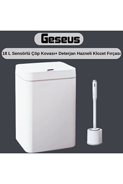 Geseus Sensörlü Otomatik Plastik Çöp Kovası 18 Litre + Deterjan Hazneli Silik...