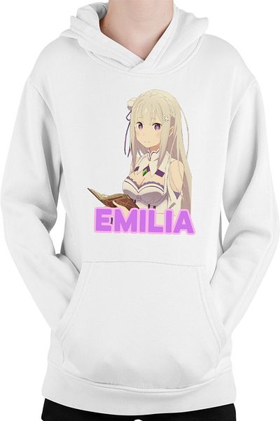 OEM Re Zero Emilia Cat Magical Princess Kind Wizard Time Kids Hoodie