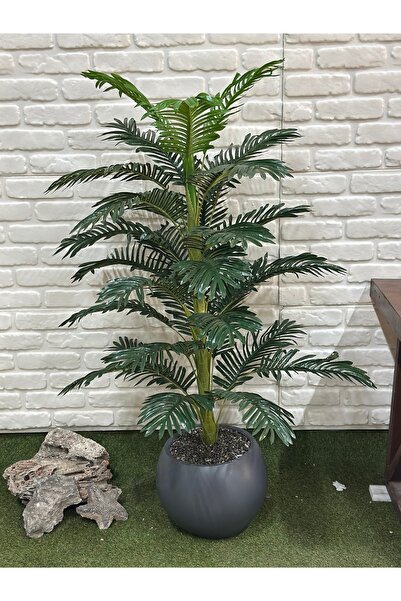 çiçek rengi dekor Yapay Palmiye Tek Gövdeli ve Top Saksıda 155cm