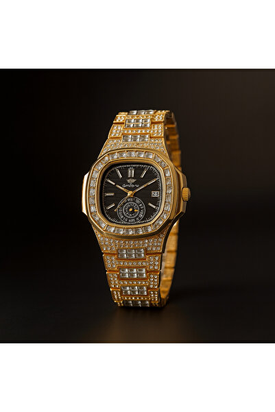 Goldpower Luxury Women's Wristwatch with Stone Calendar