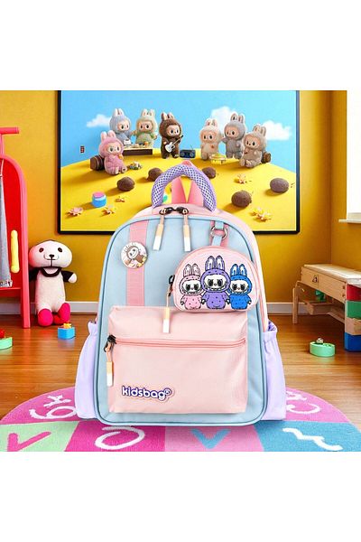 Shopiolog Kindergarten Nursery Daily Use Girls Backpack Waterproof Water Bottle 2 Compartments Preschool