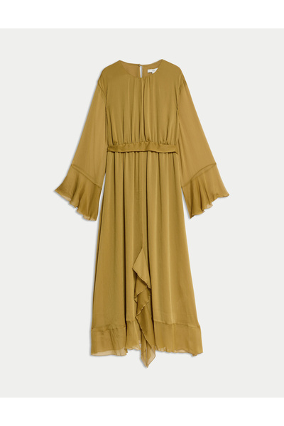 Marks & Spencer Fırfır Detaylı Uzun Katlı Elbise