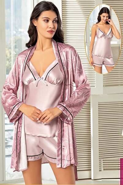 Xses 2156 Γυναικείο Σετ Σορτς με Σατέν Εμπριμέ Φόρεμα και Σορτς