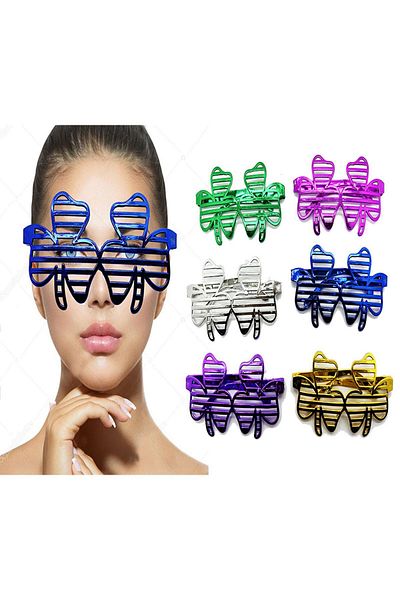 CONAHOME Metalized Extra Shiny Leaf Shutter Party Glasses 6 Colors 6 Pieces