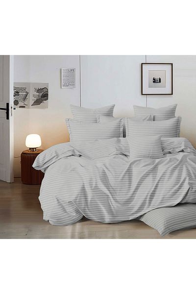 Pucioasa Horeca Damask Bed Linen (Thick) - Light Grey - One Person With Cover