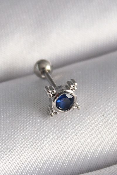 CONAHOME 316L Steel Silver Color Blue Zircon Stone Tragus Piercing - Tj-Pr1271