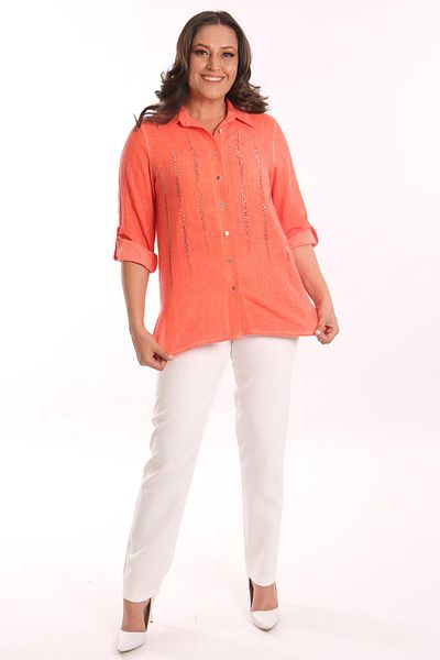 Metpoint Cămașă lavabilă Trend42plus Plus Size Orange Stone Printed Tie Dye