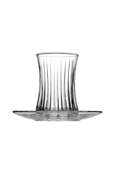 PAŞABAHÇE WORKSHOP Pasabahce Elysia Tea Glass & Saucer Set - 6 pieces, 170ml