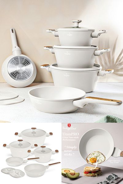 Berlinger Haus 10 Pcs Titanium Cookware Set Nonstick Sahara Nordic Collection Turboinduction All Stoves New