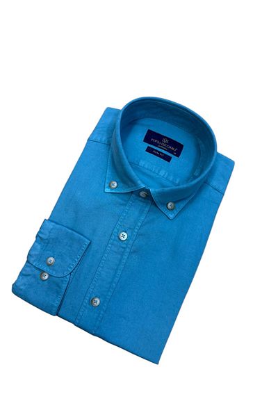 GÖMLEK GALERİSİ Men's Slim Fit Cut Plain Sports Long Sleeve Shirt