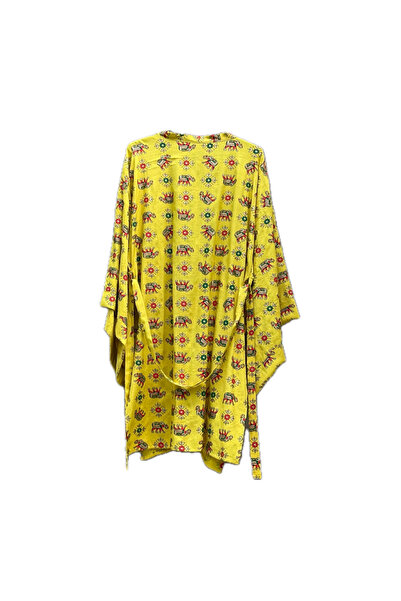 LİLA MARE İthal Hint Kumaşlı Handmade Beachwear Yazlık Kimono Standart Bedenl...
