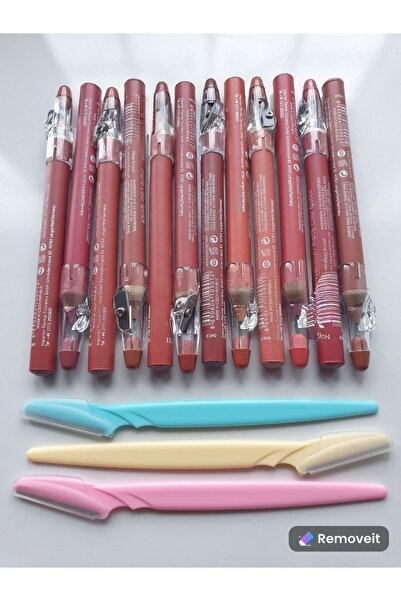 KAİZEN Dudak Kalemi Jumbo Kalın Kalem Ruj Waterproof 12 Li Set & 3 Lu Kaş Ust...