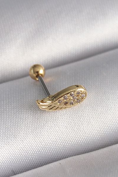 CONAHOME 316L Steel Gold Color Zircon Stone Wing Tragus Piercing - Tj-Pr1268