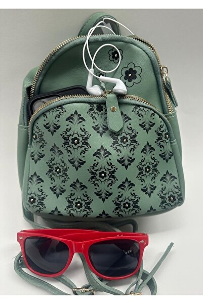 OEM Mini Backpack, -Leather, Mint Green, with Pocket, 19x10x21 cm