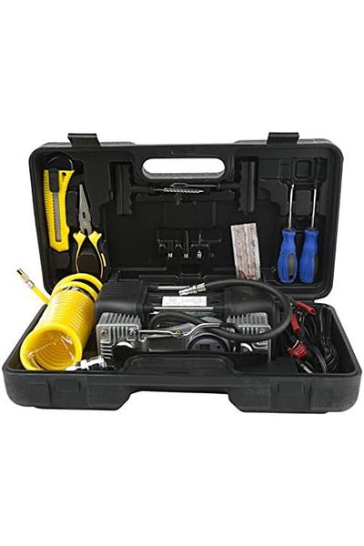 SULFAR Air Compressor for Car Wheels, 2 Cylinder Golden Camel DC 12 V