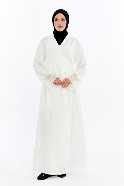 me like home Me-Like Ekru Dantelli Ev-Namaz Elbisesi