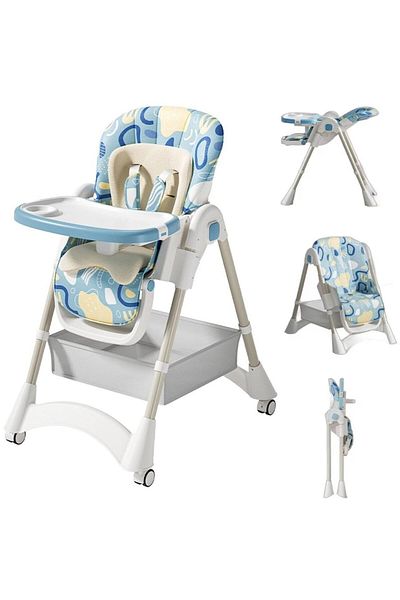 Smart Vibe Scaun de masă pliabil KinderVibe 6+ M, 4‑in‑1, Spătar reglabil, Tavă detașabilă, Centură 5, Multiple