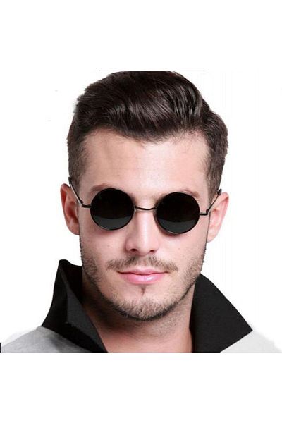 CONAHOME Round Glass John Lennon Style Black Glasses with Silver Frame