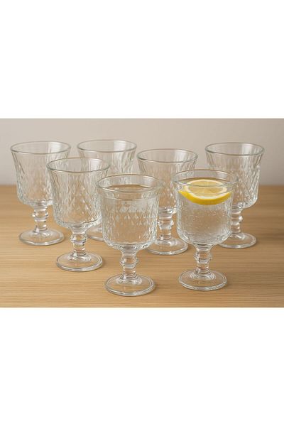 MODA OZY 6 Pieces Coffee Side Cutting Crystal Glass Water Glass Set, Dowry Set 100ml