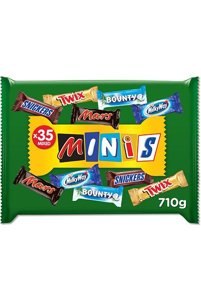 MİNİŞ Best of Minis 710g, 35 Chocolate Bars, Mars, Milky Way, Bounty, Twix, Snickers Mini