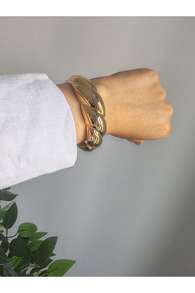 İLKYAZ Accessories Auger Detailed Opening and Closing Handcuff Bracelet