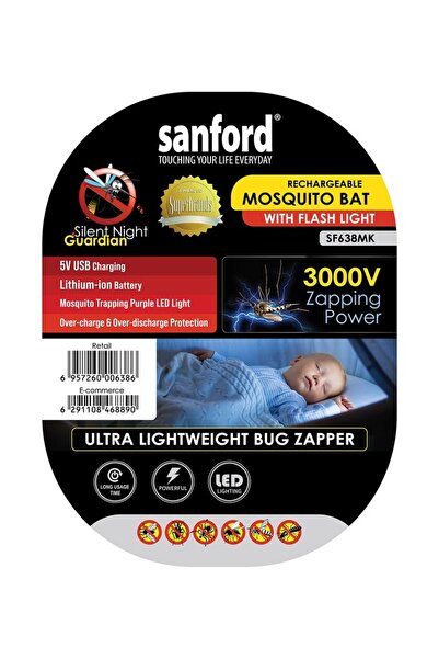 Sanford Sanford 3000V Rechargeable Electric Mosquito Swatter with Purple LED Light