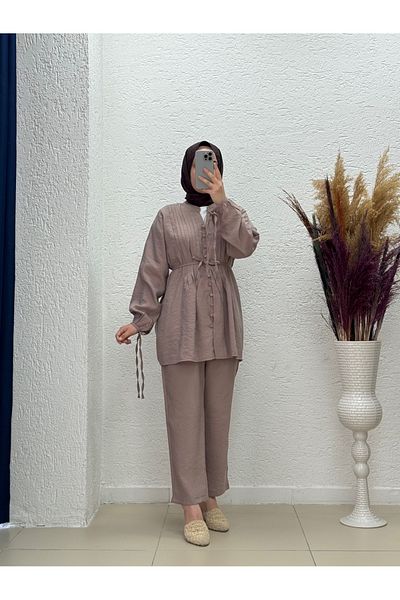 MİHRA STORE Tiredra Rib Stitch Detailed Suit-Eu2800-Mf563 Mink