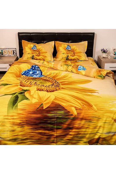 Pucioasa 3D Digital Print Bed Linen (Sun Flower)