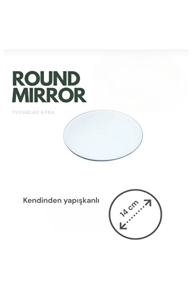 MİESSA 14cm Kendinden yapışkanlı pleksi gümüş renk ayna, yuvarlak pleksi ayna