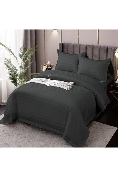 Pucioasa Damask Polycotton Bed Linen Xxl (Black)