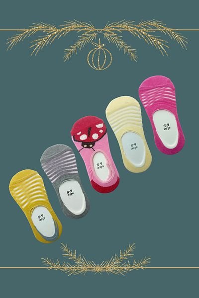 Esinti 5 Pairs of Girls' Ballerina Socks - Colorful Unisex Summer Thin Ballerina Socks