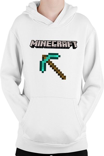 OEM Minecraft Logo Stone Pickaxe Open World Pixels Kids Hoodie