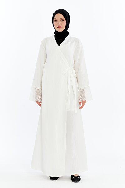 me like home Me-Like Ekru Dantelli Ev-Namaz Elbisesi