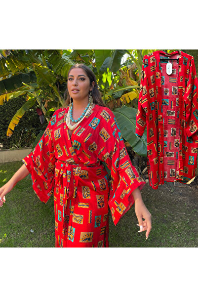 LİLA MARE İthal Hint Kumaşlı Handmade İpek Viskon Özel Tasarım Kimono