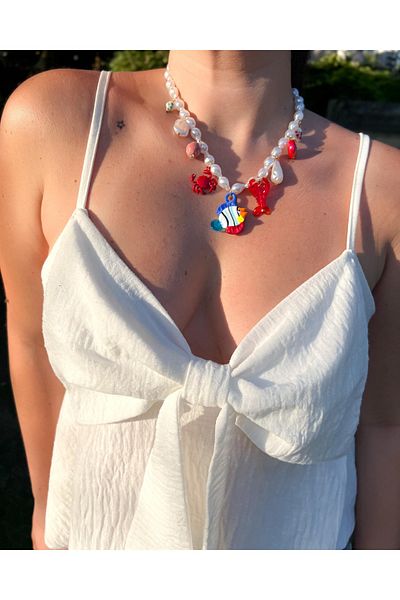 H&S AKSESUAR Sea Themed Pearl Beaded Handmade Necklace