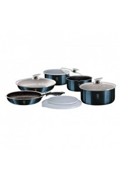 Berlinger Haus Marbled pots and pans set with removable handle (12 pieces) made of forged aluminum Aquamarine Metallic Smooth