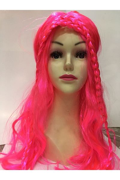 CONAHOME Neon Pink Color Braided Helen Character Wig Toupee Hair