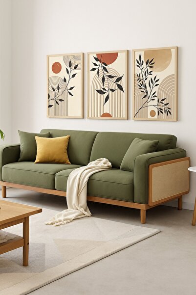 Ahşap Aksesuar Ahşap Çerçeveli Zeytin Dalı 3’lü Tablo