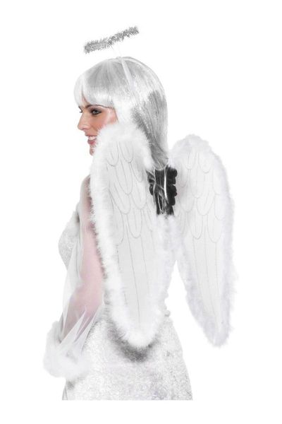 CONAHOME White Otrish Lace Tulle Fairy Wing and Fairy Crown Set 45X40 cm
