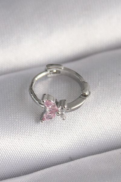 CONAHOME 316L Steel Silver Color Pink Zircon Stone Butterfly Model Tragus Piercing - Tj-Pr1331