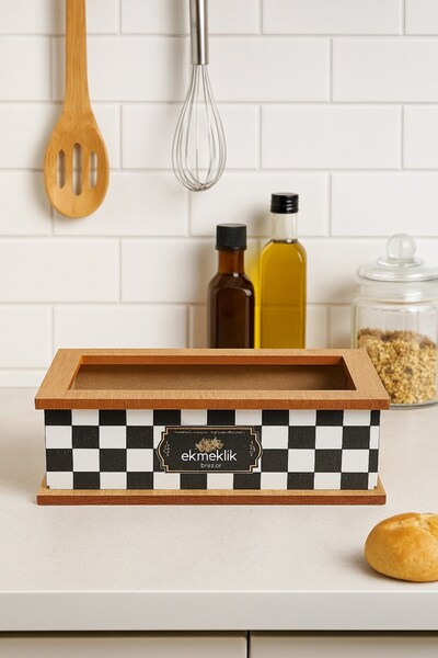 Ne Dilersen Damalı Yazılı Ahşap Ekmek Sepeti