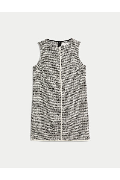 Marks & Spencer Yün Karışımlı Kazayağı Desenli Mini Elbise