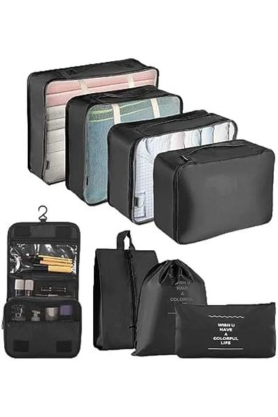 LIODUX Super Paraline 8 Pcs Set Travel Luggage Organizer Packing Cubes Waterproof Laundry Bag Compression S