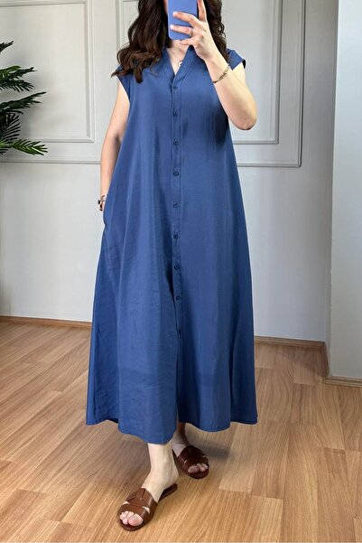 Suziş KUŞAKLI V YAKA BASIC GÖMLEK ELBİSE 4S193