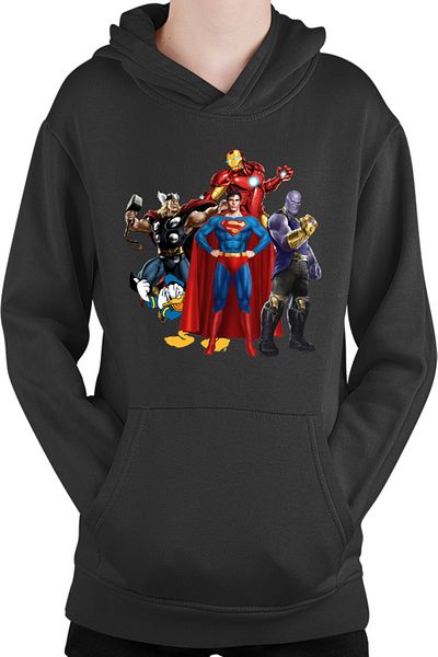 OEM Kids Hoodie Thor Donald Duck Superman Ironman Thanos Villian Hero Cool