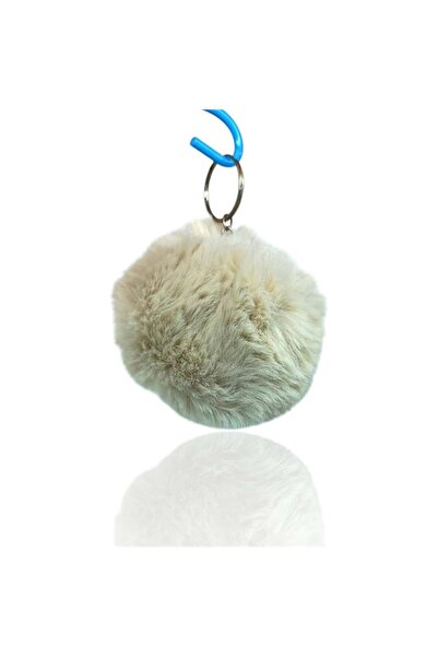 CASABA Plush Pompom Keychain Silk Gray