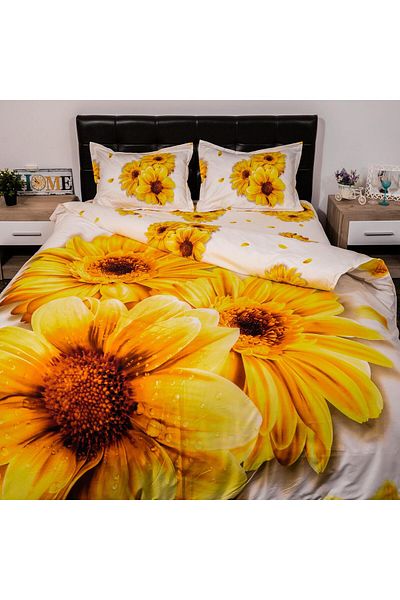 Pucioasa 3D Digital Print Bed Linen (Yellow Flower)